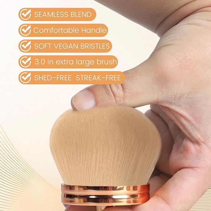 Extra Large Body Makeup Self Tanner Brush 3.0in Round Vegan Kabuki Brush