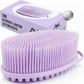 Avilana Silicone Body Scrubber for Shower – SGS Certified Food Grade Dual Sided Bath Brush, Gentle Exfoliating Silicone Loofah Alternative, Sensitive Skin Body Brush (Lavender-Silver, Massage)