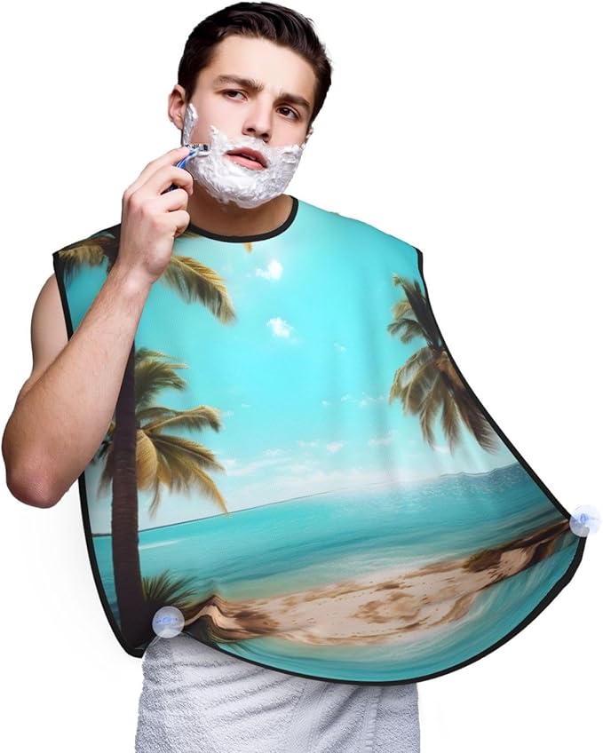 Pansy Perfection Print Beard Bib Shaving Apron, Beard Hair Trimming Cape Gift For Dad