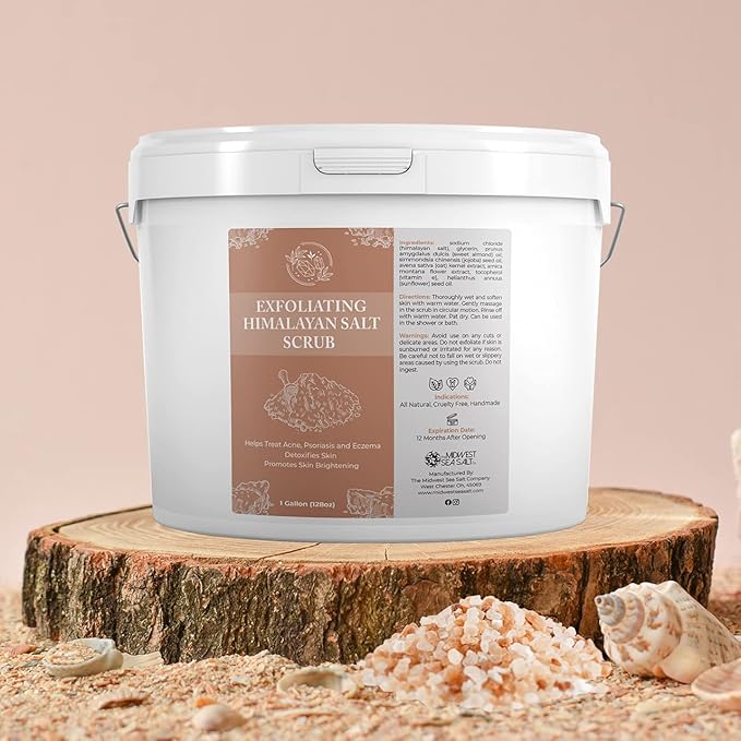 The Midwest Sea Salt Company - Exfoliating Himalayan Salt Scrub - 128oz - Grapefruit - Exfoliating Body Scrub