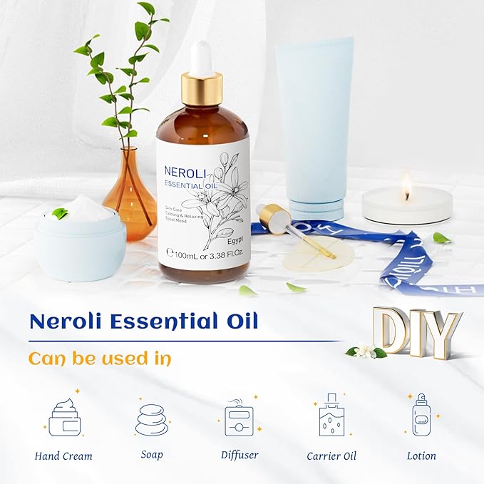 HIQILI Neroli Essential Oil for Diffuser, Aromatherapy and Skin Care