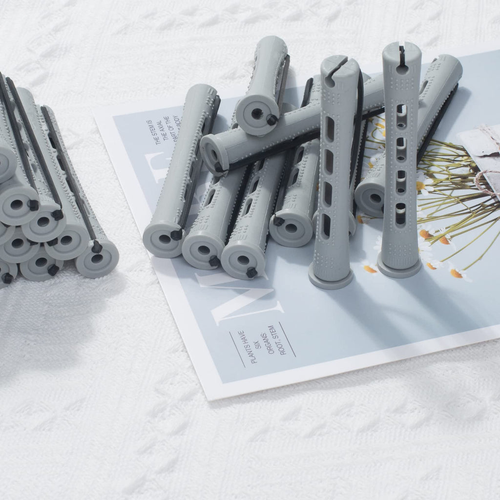 Perm Rods,60 pcs Hair Rollers for Natural Hair Long Short Styling Tool Curlers Small Size 0.59 inch Gray Color