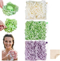Washcloth Loofah Combo 2-in-1 Loufee Wash Cloth that Holds Bar Soap-Exfoliation Mesh Shower Ball for Body Wash&Smooth Skin+Free Loofah Dish Towel
