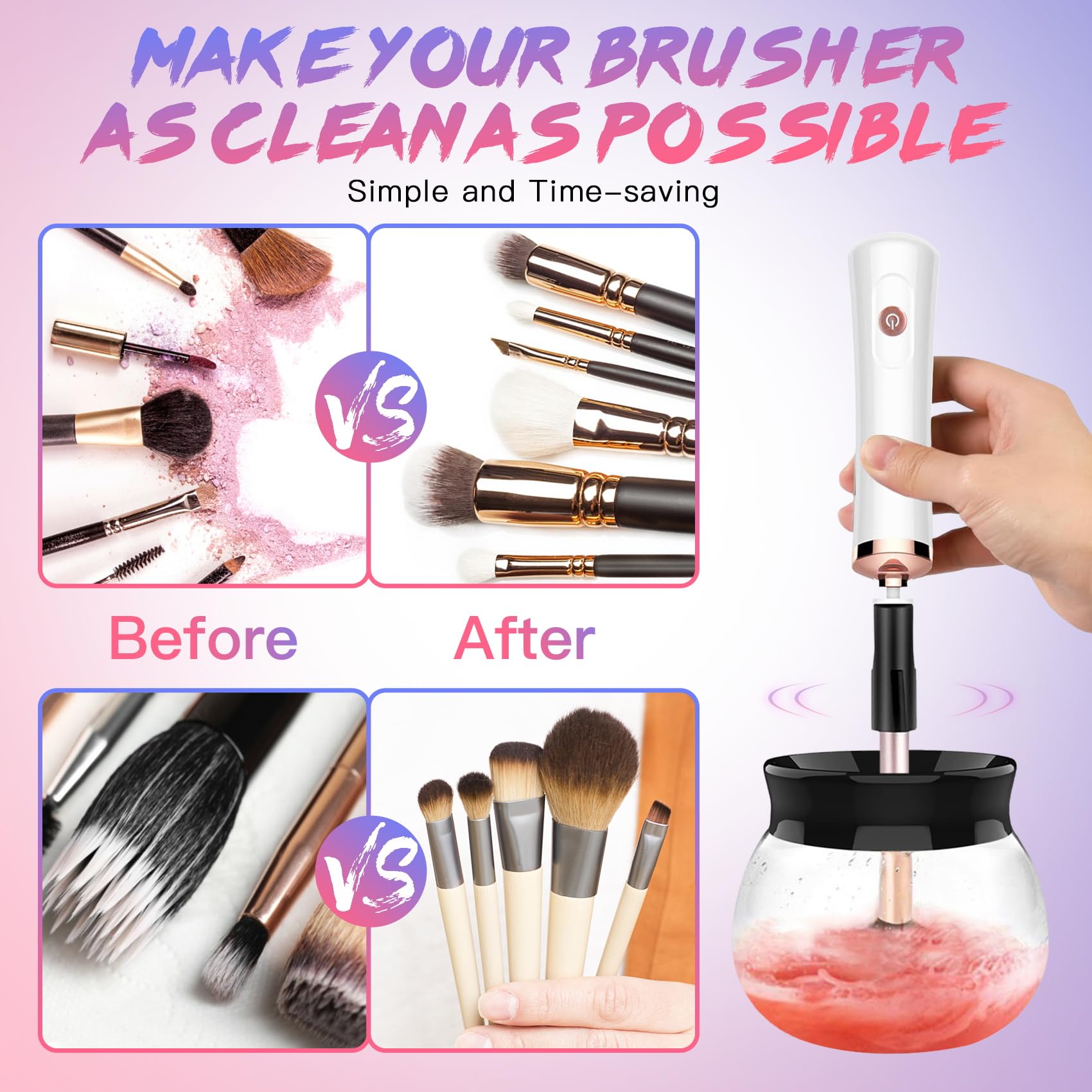 Electric Makeup Brush Cleaner Machine - Makeup Brush Cleaner for Brushes Wash and Dry Quickly -Perfect for Daily Makeup or Frequently Used Makeup Brushes