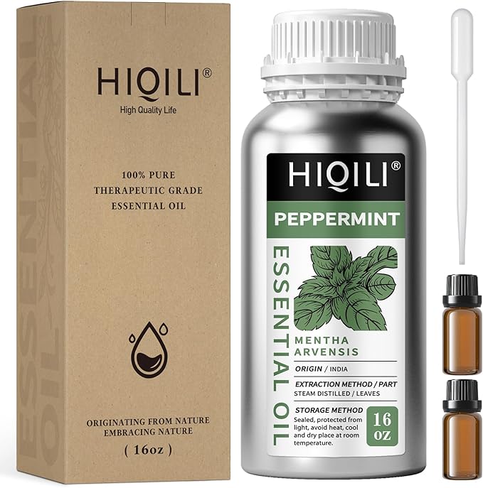HIQILI Peppermint Essential Oil for Freshening Air, Hair Care & DIY