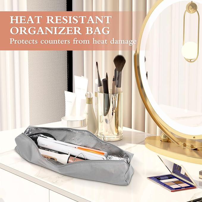 Suafrnut Professional Hot Hair Tools Organizer Bag Portable Travel Heat Resistant Storage Case Pouch for Curling Irons, Flat Irons, Hair Straightener and Styling Tools(17.7" x 3.2"x 3.2")