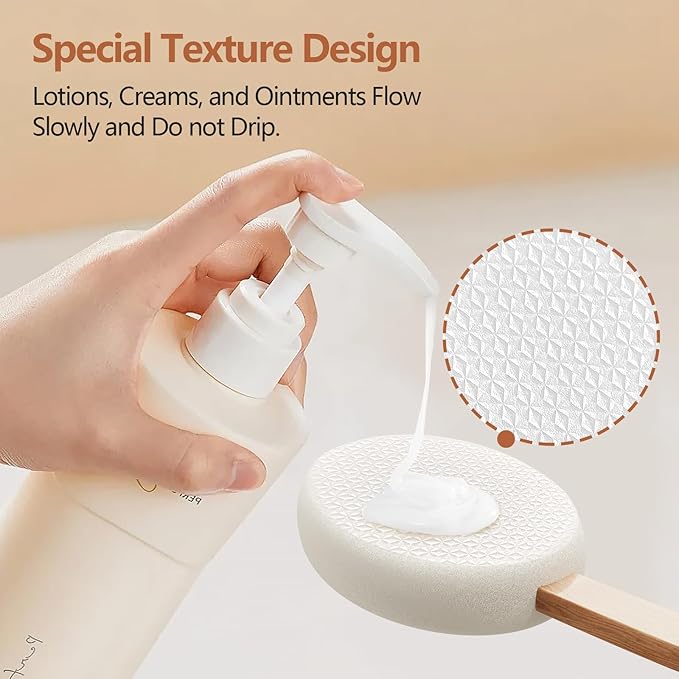 Svarvns Lotion Applicator for Back and Feet with 2 Replaceable Pads, 17" Back Lotion Applicator for Women, Elderly Apply to Lotion, Suncreen, Cream Medicine, White
