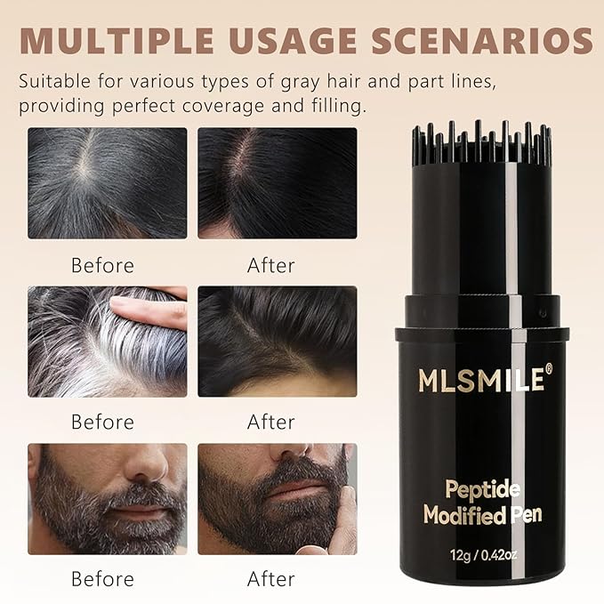 2-in-1 Hair Dye Comb for Women, Waterproof and Sweat-Proof Temporary Hair Dye Brush & Color Stick, Gray Roots Cover Touch Up Correction Stick for Unisex (Black)