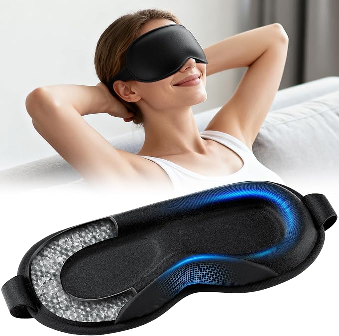 Weighted Eye Mask for Sleeping - Sleep Mask for Women & Men, 3D Contoured Blackout Sleeping Mask for Lash Extensions, Zero Pressure Soft Eye Cover with Adjustable Strap for Travel