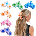 YONOY 6Pcs Flower Hair Clips for Women,Non-Slip Matte Flower Hair Clips for Women,Hawaiian Hair Flower Clip Large Plumeria Strong Hold Hair Claws Banana Cute Clip Beach Hair Accessories