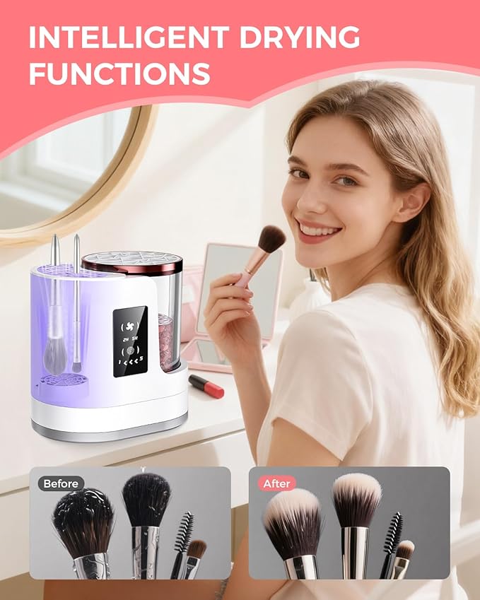Electric Makeup Brush Cleaner Machine with Automatic Cleaning and Drying