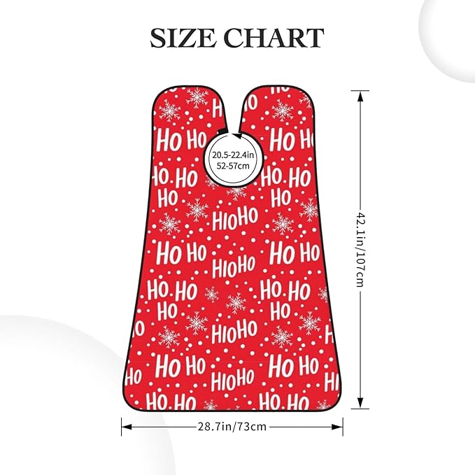 Stretchable Beard Cape, Non-Stick Hair Catcher for Trimming, Waterproof Grooming Apron, Santa Claus Laugh Snowflake Christmas Red