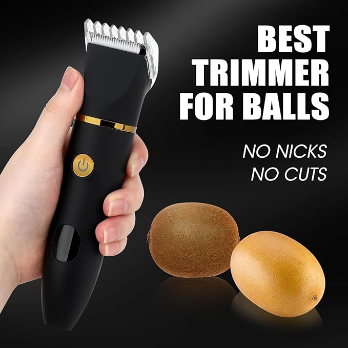Qreeyx Manscape Body Trimmer for Men, 3 in 1 Men's Grooming Kit with Pubic/Nose Hair Trimmer & Ball Shaver for Nose/Balls/Groin/Legs/Chest Hair Removal, LED Display, IPX6 Waterproof, Gifts for Him Dad