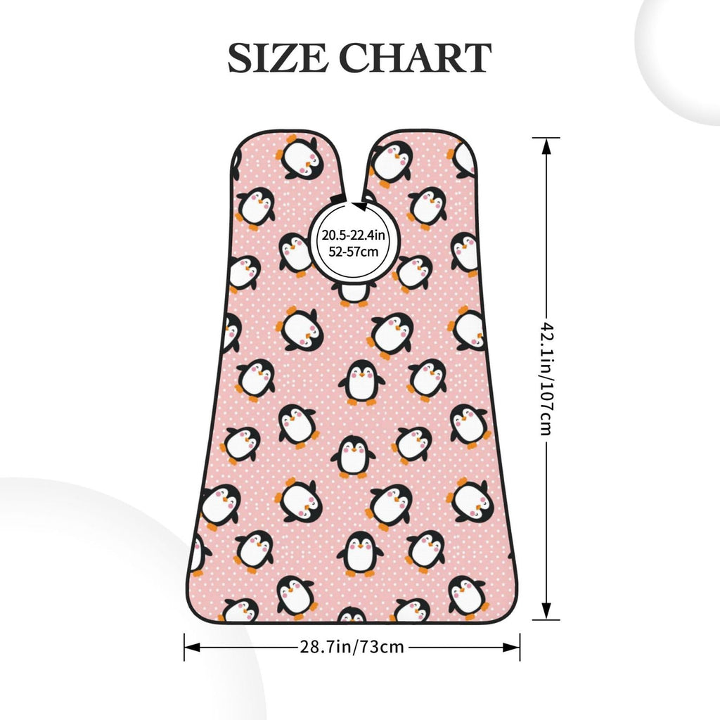 Adjustable Beard Bib, Non-Stick Hair Catcher Cape for Men's Shaving, Waterproof with 2 Suction Cups, Pink Polka Dots Cute Animals Cartoon Penguin Shave Bib