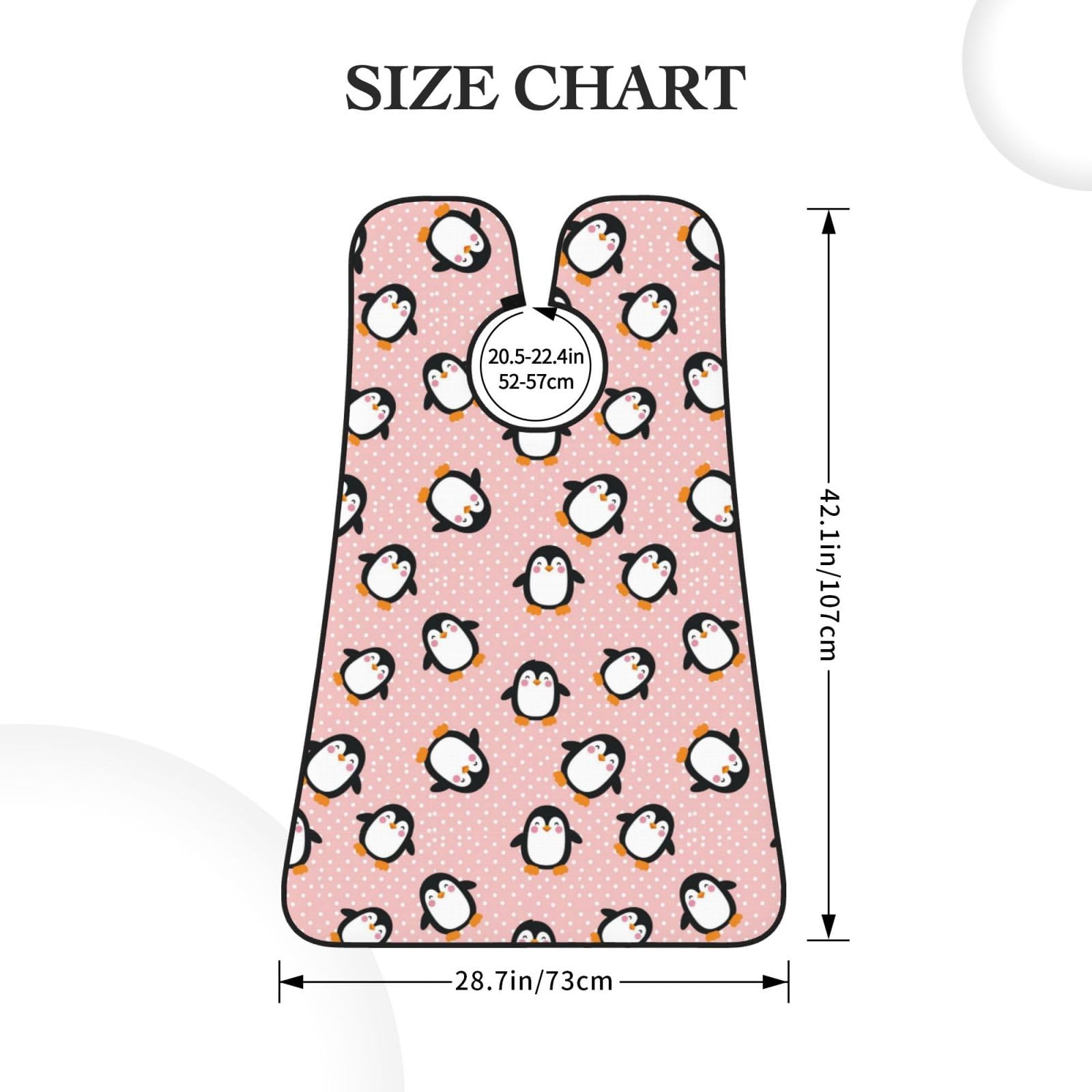 Adjustable Beard Bib, Non-Stick Hair Catcher Cape for Men's Shaving, Waterproof with 2 Suction Cups, Pink Polka Dots Cute Animals Cartoon Penguin Shave Bib