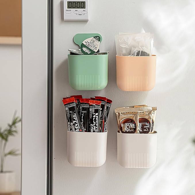 MORNITE Magnetic Cup Pen Holder Storage Rack, Magnetic Basket Locker Organizer for Pen, Holder for Laundry, Board, Desks, Dresser, Green