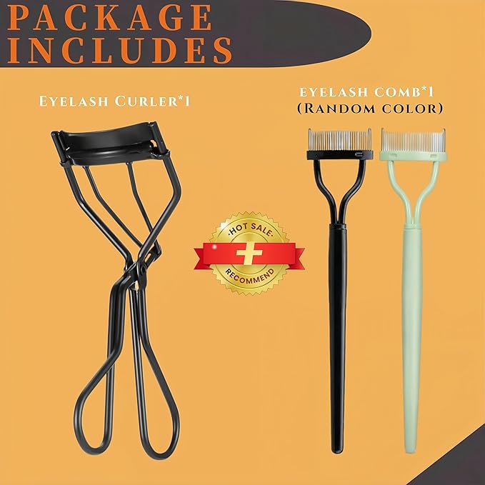 Acavado Professional Eyelash Curler with Lash Comb – Award-Winning Design – Pinch-Free, Effortless Curl for a Lash-Lift Effect in Seconds, Perfect for Home or Travel, Grey Black