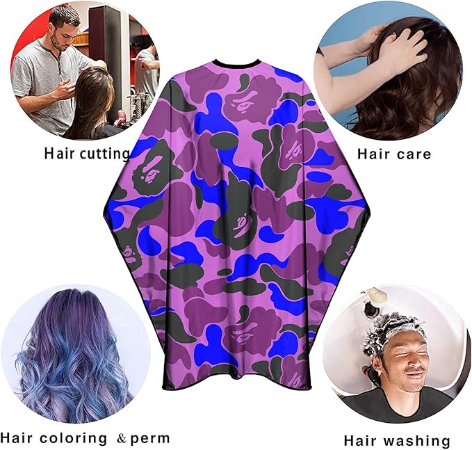 Barbohoo Barber Cape for Men Professional Hair Cutting Salon Cape with Snap Closures Waterproof Large Hairdressing Styling Cape Gown for Barber- 63”× 56” (New Camouflage G)