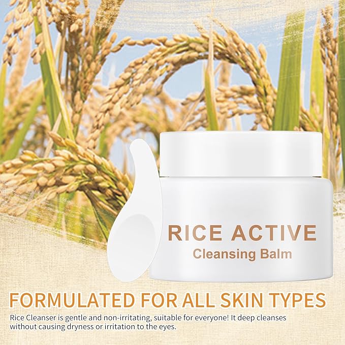 OUPEICHARM Makeup Remover Cleansing Balm, Deep Cleansing Remover Melting Balm, Hydrating Facial Cleanser with Rice, Melt Stubborn Waterproof Make Up, Mascara, Lips, Face, Eye Liner - Vegan Skincare