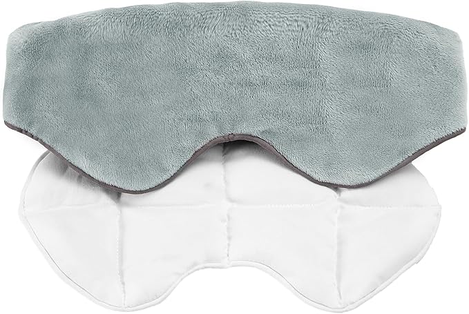 Sivio Weighted Eye Mask for Sleeping, Cooling & Cozy Reversible Blackout Sleep Mask for Women & Men, Microwave Freezable Heavy Blindfold for Airplane, Travel, Meditation, 0.55lb, Grey