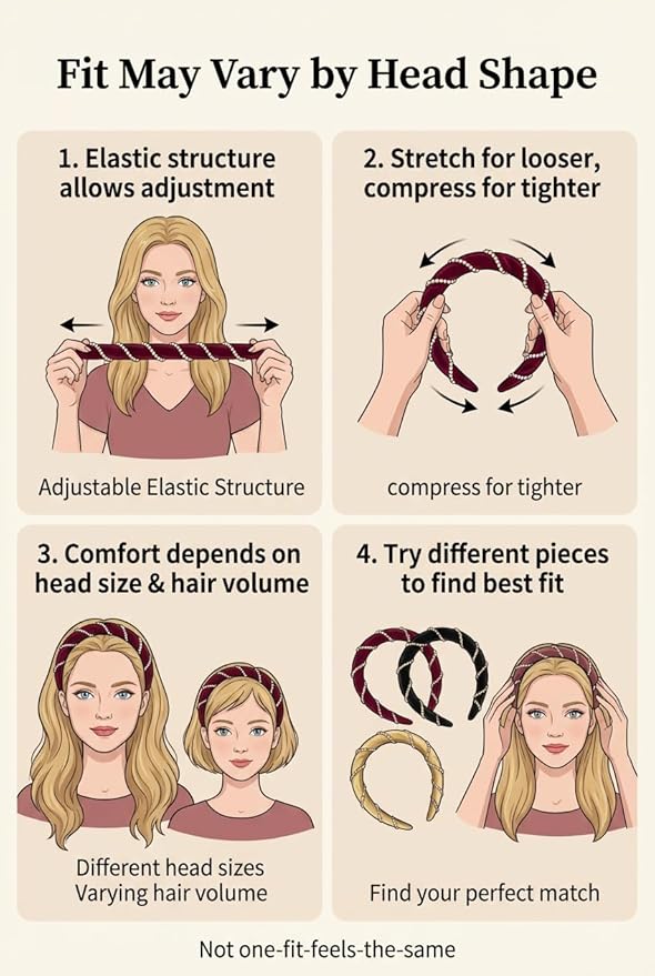 6 Pcs Headbands for Women with Teeth, Non-Slip Wavy Comb Headbands with Teeth, High Skull Hair Bands for Slicked Back & Volume Styling, Pearl Beaded Accessories for Parties, Weddings & Short-Term Wear
