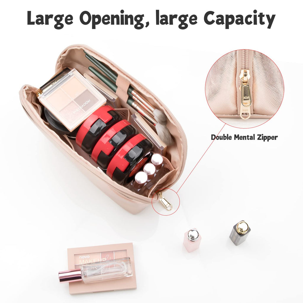 Ethereal Large Cosmetic Bag, Rose Gold Travel Makeup Bag Waterproof Makeup Organizer Bag Portable Makeup Bag Purse Small Toiletry Bag for Women