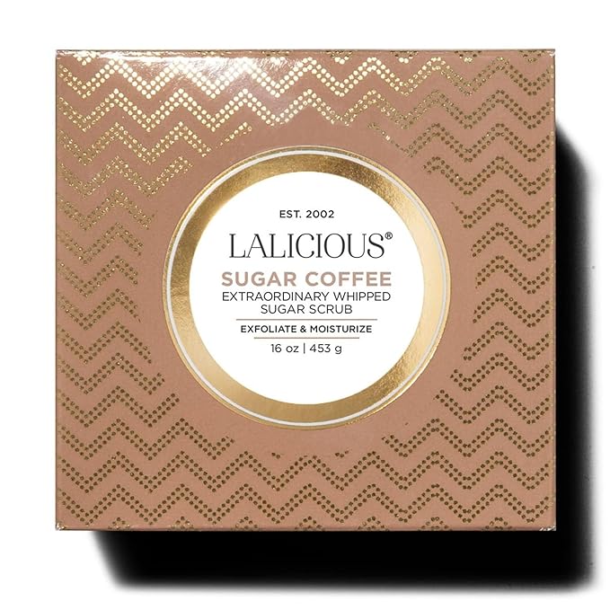 LALICIOUS Sugar Coffee Extraordinary Whipped Sugar Scrub - Cane Sugar Body & Foot Scrub, Exfoliating & Moisturizing Skin Care with Coconut Oil & Honey, No Parabens | TRAVEL SIZE (2oz)