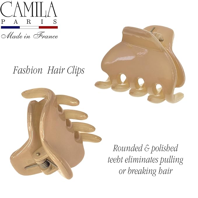 Camila Paris CP3660 French Hair Clip for Women, Small 1 inch Set of 2 Girls Hair Claw Clips Jaw Fashion Durable and Styling Hair Accessories for Women, Strong Hold No Slip Grip, Made in France