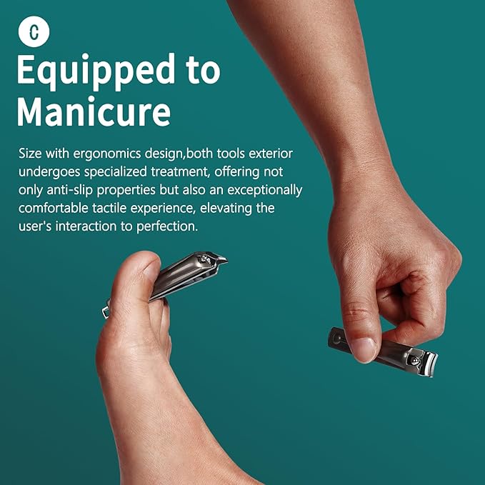 Manicure & Pedicure Set 12 in 1, Nail Clippers Set, Quality Fingernail& Toenail Clipper, Professional Nail Care Kit with Exquisite Leather Case for Men & Women (12 Pack)