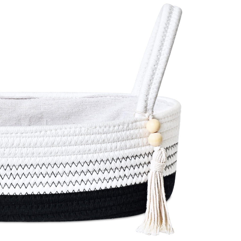 ABenkle Small Storage Basket for Toilet Tank Top - Jute Rope Woven Organizer with Handle, Boho Countertop Bathroom Decor, Toilet Paper Holder, 13x6x4 Inch