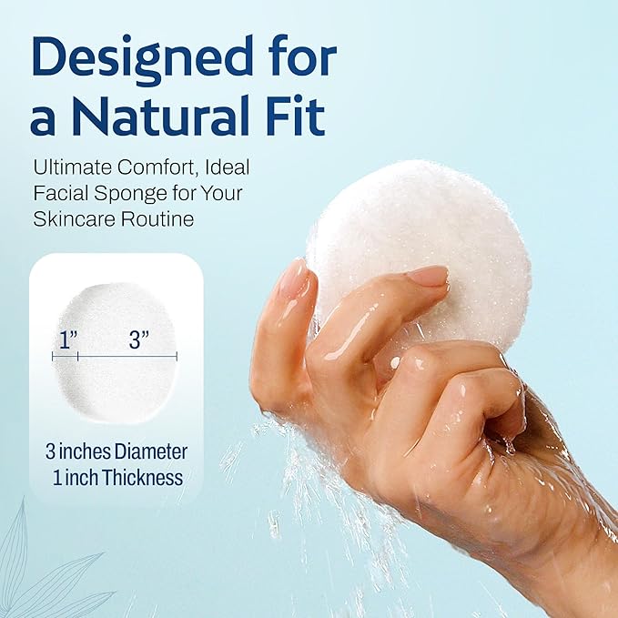 HartFelt Face Sponges for Cleansing and Gentle Exfoliating | Facial Compressed Sponges for Estheticians | Reusable Face Pads for Removing Dead Skin, Dirt & Makeup | Made in USA - Pack of 6