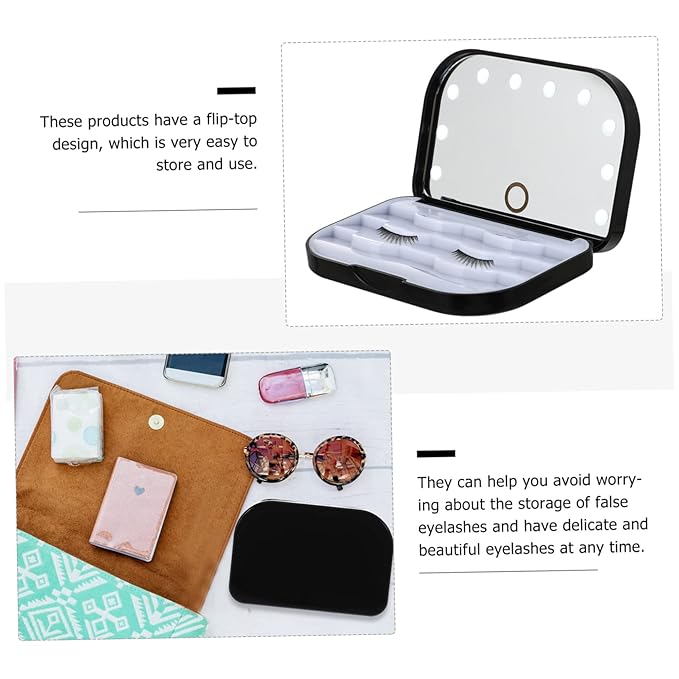 OSOLADY Organizer Box for Eyelashes Lash Tray Holder Led Lighted Lash Storage Case for Makeup