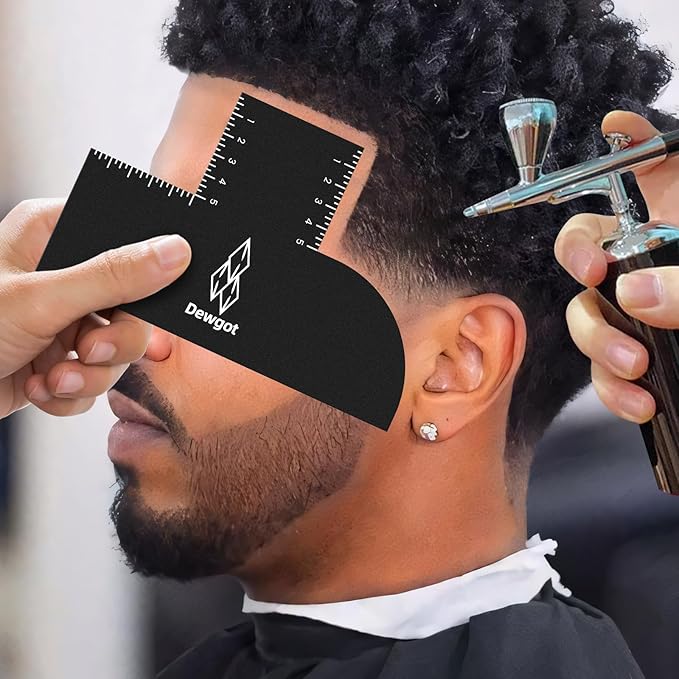 Dewgot Enhancement Card for Barbers with Measurement Indicators, Reusable Barber Hairline Shaping Tool and Color Spray Edge Line Up Tool (2PCS)