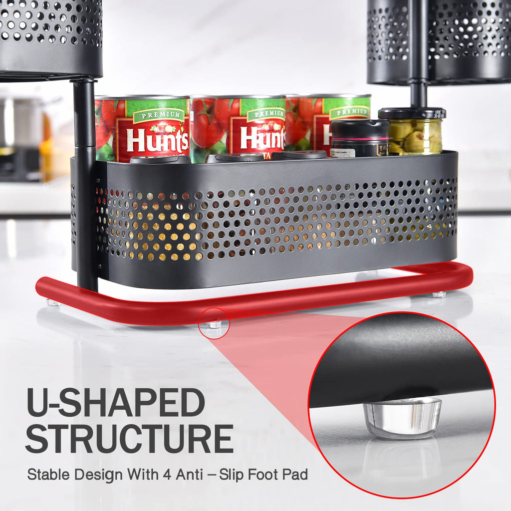 KINGRACK Metal Bathroom Counter Organizer，Rotating Countertop Storage Shelf | 3 Tier, Cosmetic Holder for Skincare & Makeup, Kitchen Spice Rack, Bedroom Nightstand Organizer, Black