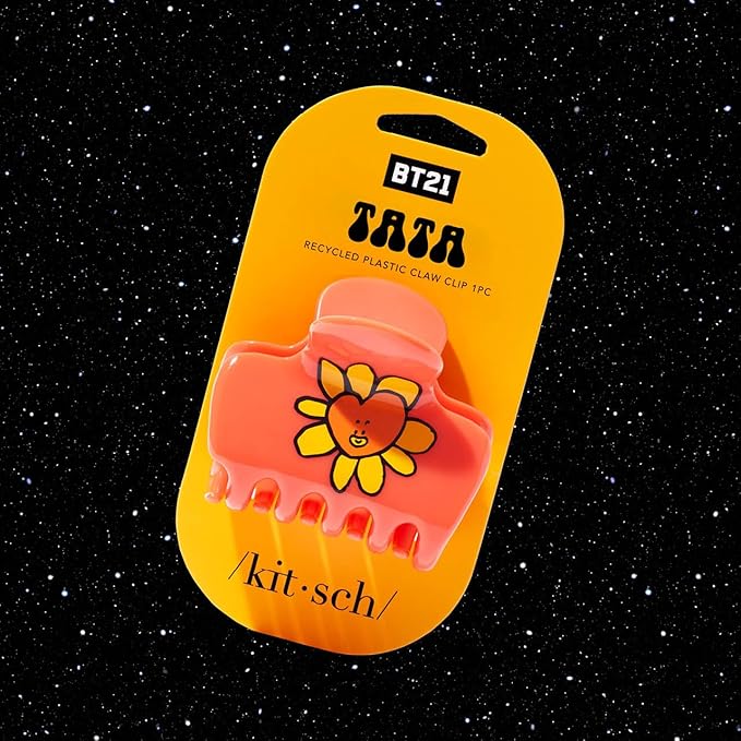 Kitsch BT21 Recycled Plastic Puffy Medium Hair Clips for Women, Medium Claw Clip for Thin & Thick Hair - TATA, 1pc