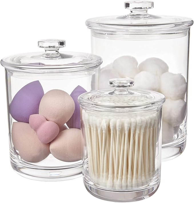 STORi Premium Quality Clear Plastic Apothecary Jars | Set of 3