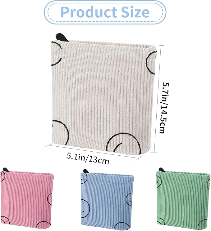 Teircno 2 PCS Corduroy Period Bag for women, Cute Sanitary Napkin Storage Bag Portable Period Pouch with Zipper, Sanitary Pads Bag Tampons Holder for Purse First Period