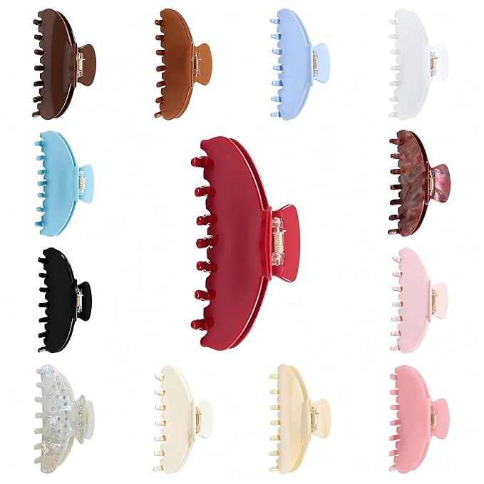 OideGuiing Durable Acetate Hair Clips - 4-Inch Jam Color Claw Clips for Fine and Thick Hair (Pink)