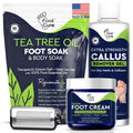 Foot Callus Remover Pedicure Set – Epsom Salt Foot Soak & Callus Remover Gel, Antifungal Cream and Feet Exfoliator for Dead Skin, Pedicure Tools for Feet at Home, Made in USA (4 Piece)