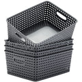 Eslite Plastic Storage Baskets for Organizing,11"X8.5"X4.7",Pack of 4 (Grey)
