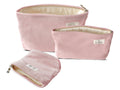 HAPPYHEIDI Large Makeup Bag Set 3 Travel Cosmetic Pouch, Beige Florals