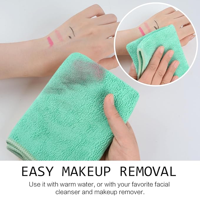 Microfiber Facial Cloths Fast Drying Washcloth 12inch x 12inch Green 6 pack