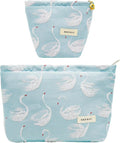 getgto 2 Pcs Makeup Bags, Large Cosmetic Bag Travel Toiletry Bag Organizer for Women, Embroidery Craft, Floral Makeup Bag Small Cosmetic Pouch Purse with Zipper Gifts for Girls Teen