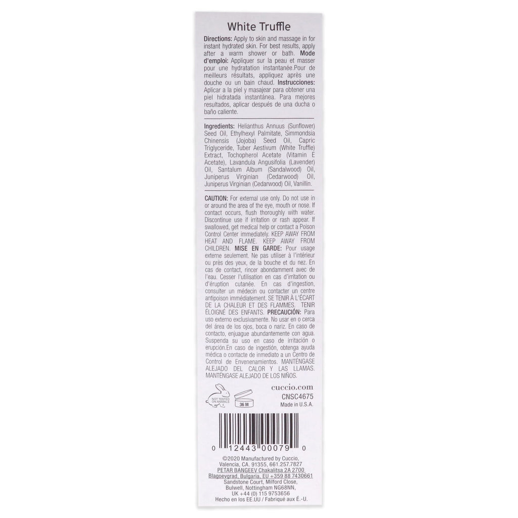C U C C I O Nourishing Dry Body Oil - White Truffle Naturale for Unisex - 3.38 oz Oil