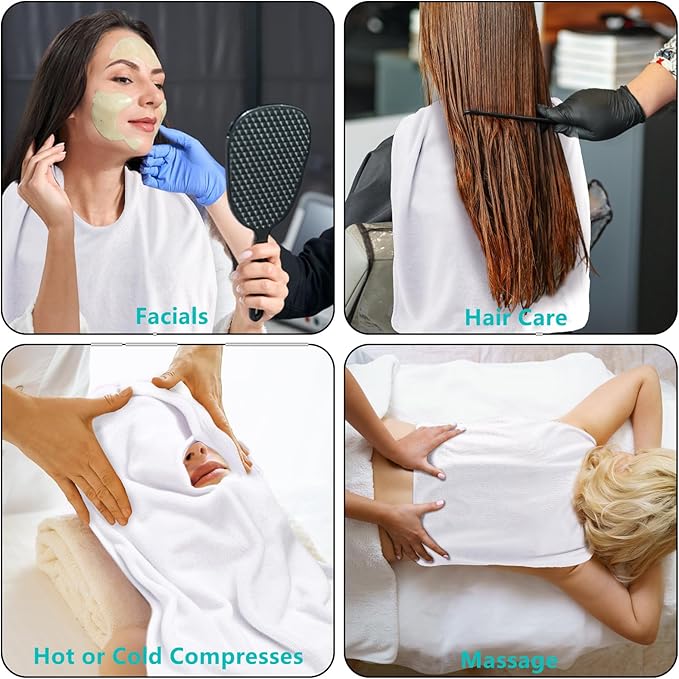 DEAYOU 6 Pack Facial Towels for Estheticians, U-Shaped Spa Towels for Facial, Soft Microfiber Massage Face Towels for Spa Steam, Barbers, Beauty Salons, Skin Care, SPA Centers, Split Design, White