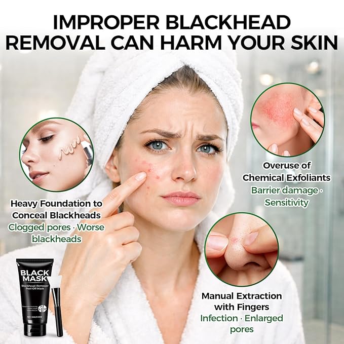 Balldanlu Blackhead Remover Mask Kit, 100ml Charcoal Peel Off Face Mask for Men & Women, Facial Mask Deep Cleansing for Face Nose Blackhead Pores Acne, for Oily & Combination Skin