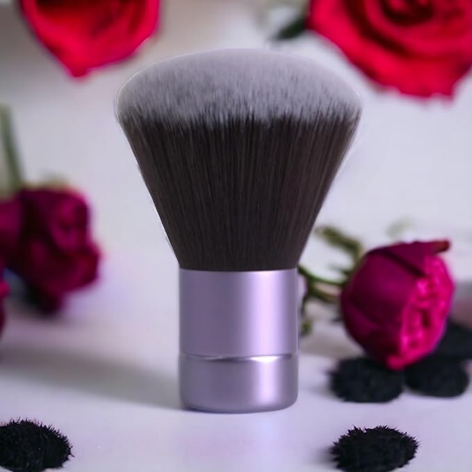 BevyGold Luxurious and Large Ultra Soft Fluffy Powder Brush, Multipurpose Face, Body, Barber and Beauty Tool, with Wooden Base Soft Kabuki Brush (Violet)