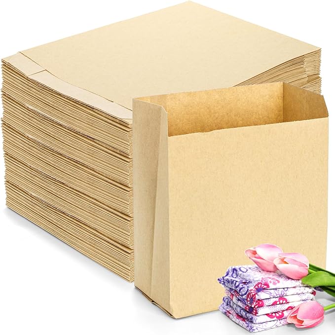 Yesland 300 PCS Feminine Hygiene Liner Bags, 7.5 ×10in Waxed Sanitary Napkin Disposal Bag, Waste Receptacle Paper Liners, Commercial Kraft Paper Bags for Sanitary Napkins, Cotton Slivers, Desserts