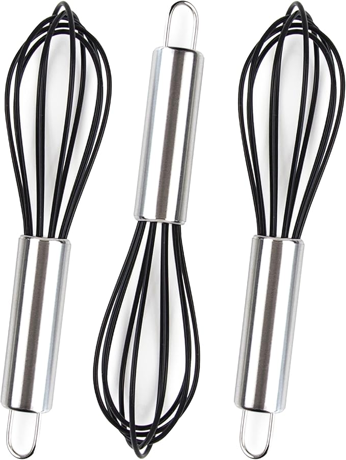 Hair Color Whisks - 3 Silicone Hair Dye Mixers with Stainless Steel Handles
