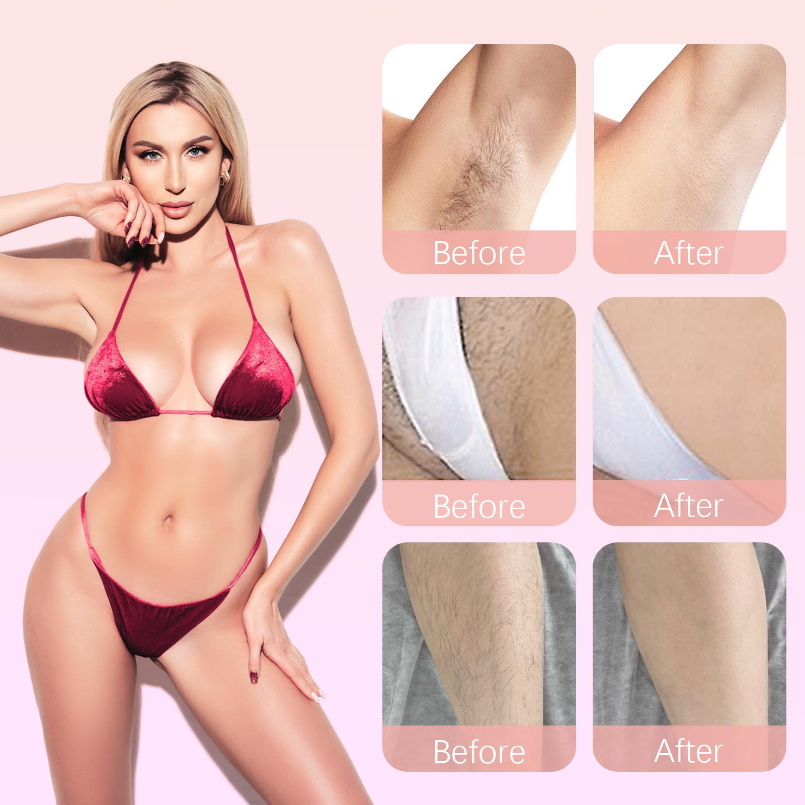 Bikini Trimmer for Women, 2-in-1 Dual Head Electric Razors for Women Pubic Hair, Waterproof Body Hair Trimmer and Face Shaver, Rechargeable Hair Removal for Bikini Legs Arm Sensitive Skin